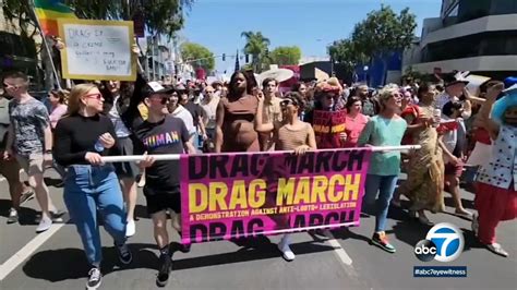 'Drag March' held in West Hollywood to protest anti-LGBTQ+ legislation